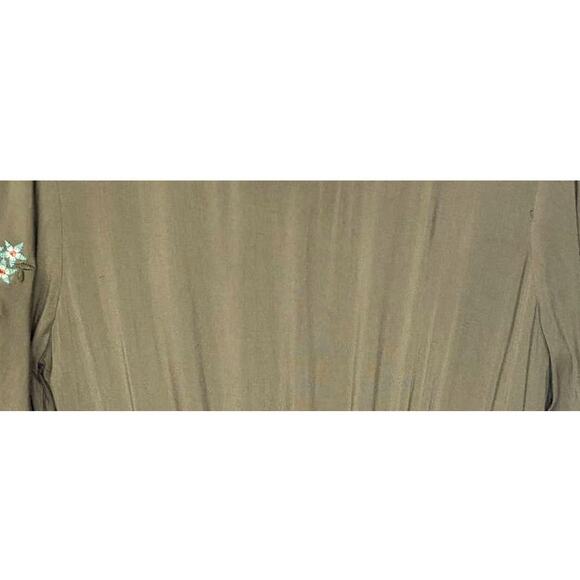 Andree by Unit Small  Olive Long Sleeve Embroidered Waist Mini Dress - Picture 5 of 5